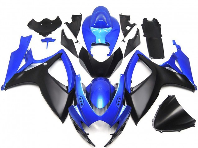 Lojas Carenagens Moto Suzuki GSXR 600 / GSXR 750 2006-2007 - Azul Preto Fosco OEM Estilo
