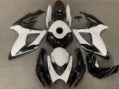 Lojas Carenagens Moto Suzuki GSXR 600 / GSXR 750 2006-2007 - Branco Preto Brilhante