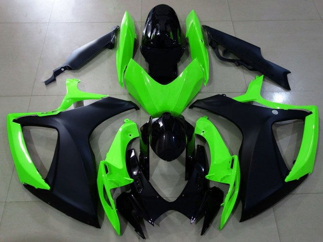 Lojas Carenagens Moto Suzuki GSXR 600 / GSXR 750 2006-2007 - Verde Preto Brilhante Preto Fosco