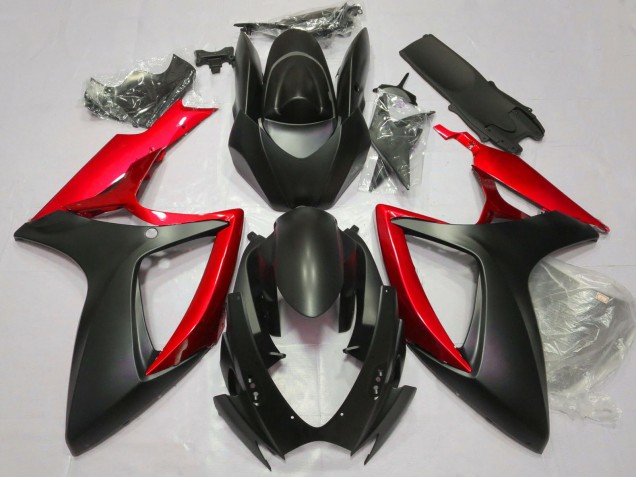 Lojas Carenagens Moto Suzuki GSXR 600 / GSXR 750 2006-2007 - Preto Fosco Vermelho