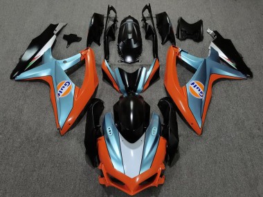 Lojas Carenagens Moto Suzuki GSXR 600 / GSXR 750 2008-2010 - Laranja Azul Preto Gulf