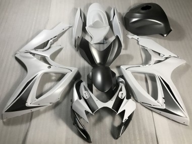 Lojas Carenagens Moto Suzuki GSXR 600 / GSXR 750 2006-2007 - Branco Cinzento Preto Fosco