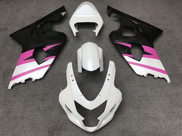 Lojas Carenagens Moto Suzuki GSXR 600 / GSXR 750 2004-2005 - Branco Rosa Preto Fosco