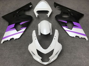 Lojas Carenagens Moto Suzuki GSXR 600 / GSXR 750 2004-2005 - Branco Roxo Preto Fosco