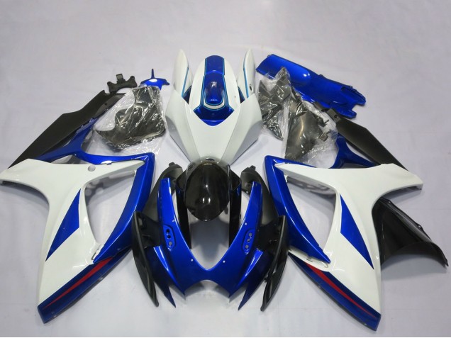 Lojas Carenagem Moto Suzuki GSXR 600 / GSXR 750 2006-2007 - Branco Azul Preto Brilhante OEM Estilo