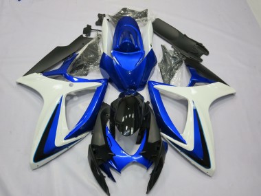 Lojas Carenagens Moto Suzuki GSXR 600 / GSXR 750 2006-2007 - Branco Azul Preto Brilhante OEM Estilo