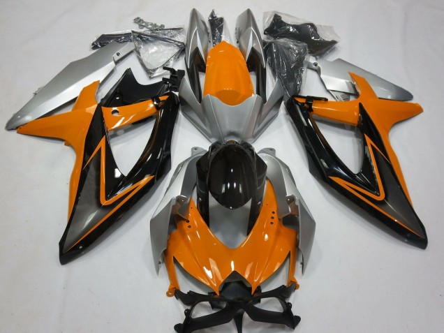 Lojas Carenagens Moto Suzuki GSXR 600 / GSXR 750 2008-2010 - Prata Laranja Preto Brilhante
