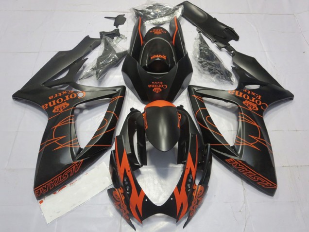 Lojas Carenagens Moto Suzuki GSXR 600 / GSXR 750 2006-2007 - Preto Fosco Laranja Corona Extra Alstare Motul