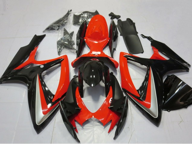 Lojas Carenagens Moto Suzuki GSXR 600 / GSXR 750 2006-2007 - Vermelho Prata Preto Brilhante
