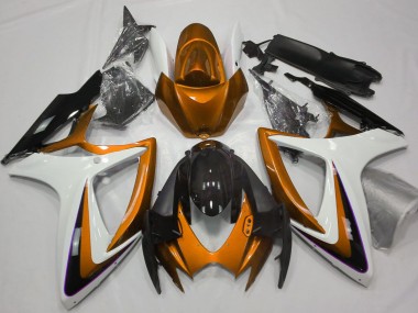Lojas Carenagens Moto Suzuki GSXR 600 / GSXR 750 2006-2007 - Laranja Branco Preto Brilhante