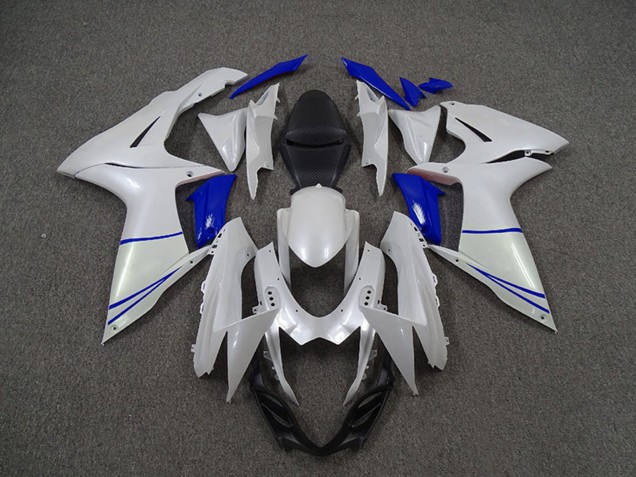 Lojas Carenagens Moto Suzuki GSXR 600 / GSXR 750 2011-2024 - Branco Pérola Azul Escuro