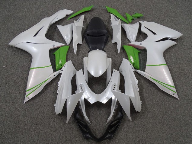 Lojas Carenagens Moto Suzuki GSXR 600 / GSXR 750 2011-2024 - Branco Pérola Verde