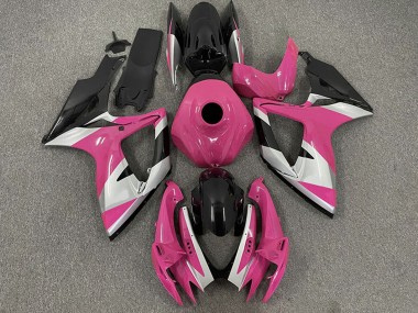 Lojas Carenagens Moto Suzuki GSXR 600 / GSXR 750 2006-2007 - Rosa Prata Preto Brilhante