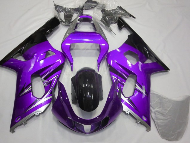Lojas Carenagens Moto Suzuki GSXR 600 / GSXR 750 2001-2003 - Roxo Prata Preto Brilhante