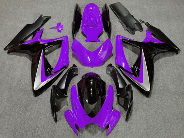 Lojas Carenagens Moto Suzuki GSXR 600 / GSXR 750 2006-2007 - Roxo Prata Preto Brilhante OEM Estilo