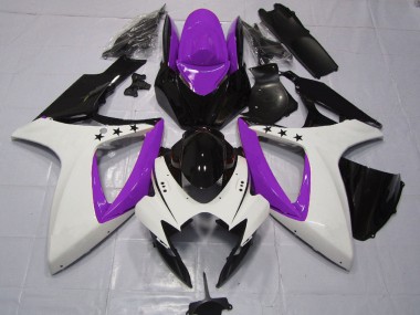Lojas Carenagens Moto Suzuki GSXR 600 / GSXR 750 2006-2007 - Roxo Branco Preto Brilhante Estrela