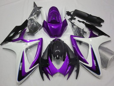 Lojas Carenagens Moto Suzuki GSXR 600 / GSXR 750 2006-2007 - Roxo Branco Preto Brilhante