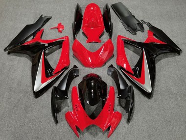 Lojas Carenagens Moto Suzuki GSXR 600 / GSXR 750 2006-2007 - Vermelho Cinzento Preto Brilhante OEM Estilo