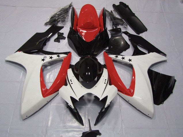 Lojas Carenagens Moto Suzuki GSXR 600 / GSXR 750 2006-2007 - Vermelho Branco Preto Brilhante