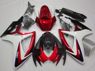 Lojas Carenagens Moto Suzuki GSXR 600 / GSXR 750 2006-2007 - Branco Vermelho Preto Brilhante