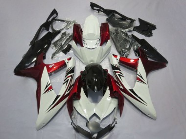 Lojas Carenagens Moto Suzuki GSXR 600 / GSXR 750 2008-2010 - Branco Vermelho Preto Brilhante