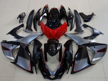 Lojas Carenagens Moto Suzuki GSXR 600 / GSXR 750 2011-2024 - Cinzento Vermelho Preto Brilhante