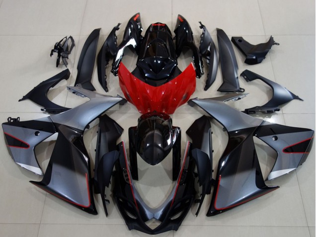 Lojas Carenagens Moto Suzuki GSXR 600 / GSXR 750 2011-2024 - Cinzento Vermelho Preto Brilhante