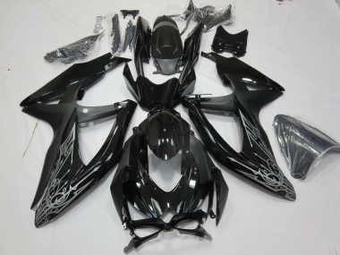 Lojas Carenagens Moto Suzuki GSXR 600 / GSXR 750 2008-2010 - Preto Brilhante Prata