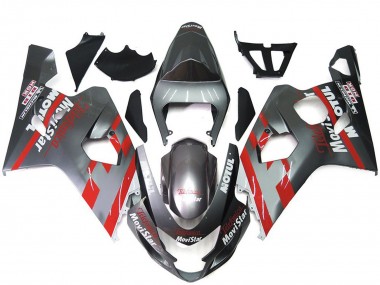 Lojas Carenagens Moto Suzuki GSXR 600 / GSXR 750 2004-2005 - Prata Vermelho MoviStar