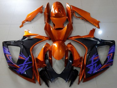 Lojas Carenagens Moto Suzuki GSXR 600 / GSXR 750 2006-2007 - Laranja Preto Brilhante Azul