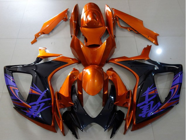Lojas Carenagens Moto Suzuki GSXR 600 / GSXR 750 2006-2007 - Laranja Preto Brilhante Azul