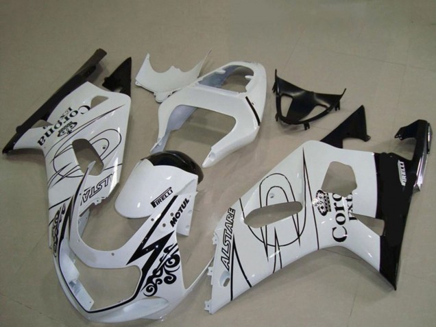 Lojas Carenagens Moto Suzuki GSXR 600 / GSXR 750 2001-2003 - Branco Preto Corona Alstare