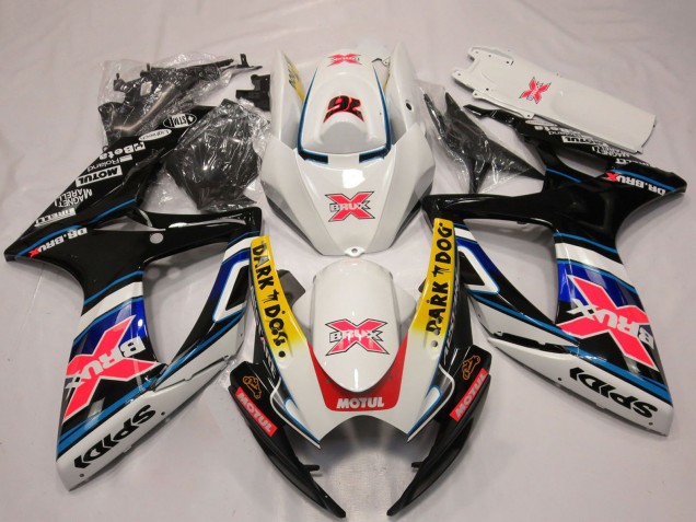 Lojas Carenagens Moto Suzuki GSXR 600 / GSXR 750 2006-2007 - Branco Vermelho Azul Amarelo Dark Dog X 76 BRUX