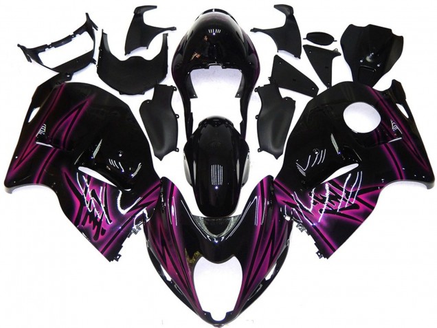 Lojas Carenagens Moto Suzuki GSXR 1300 1996-2007 - Preto Brilhante Roxo Chama