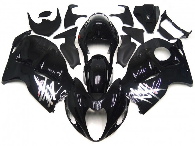 Lojas Carenagens Moto Suzuki GSXR 1300 1996-2007 - Preto Brilhante Prata Decalques