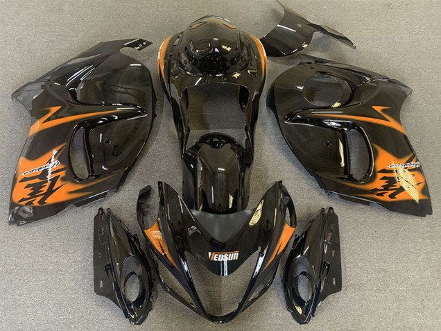 Lojas Carenagens Moto Suzuki GSXR 1300 2008-2020 - Preto Brilhante Laranja