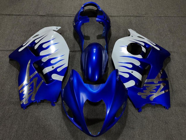 Lojas Carenagens Moto Suzuki GSXR 1300 1996-2007 - Branco Azul Chama