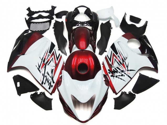 Lojas Carenagens Moto Suzuki GSXR 1300 2008-2020 - Branco Brilhante Vermelho Profundo