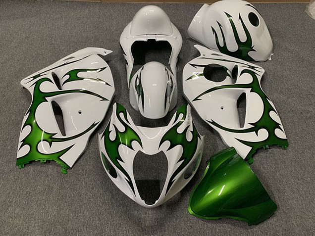 Lojas Carenagens Moto Suzuki GSXR 1300 1996-2007 - Branco Verde Chama