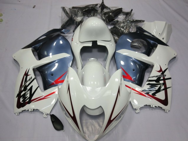 Lojas Carenagens Moto Suzuki GSXR 1300 1996-2007 - Branco Azul Empoeirado