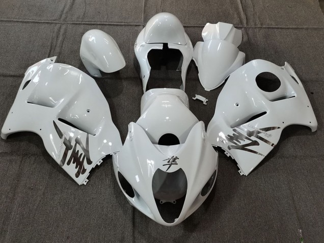 Lojas Carenagens Moto Suzuki GSXR 1300 1996-2007 - Branco OEM Estilo Prata Decalques