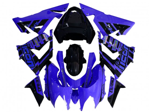 Lojas Carenagens Moto Kawasaki ZX10R 2004-2005 - Azul Preto Logo