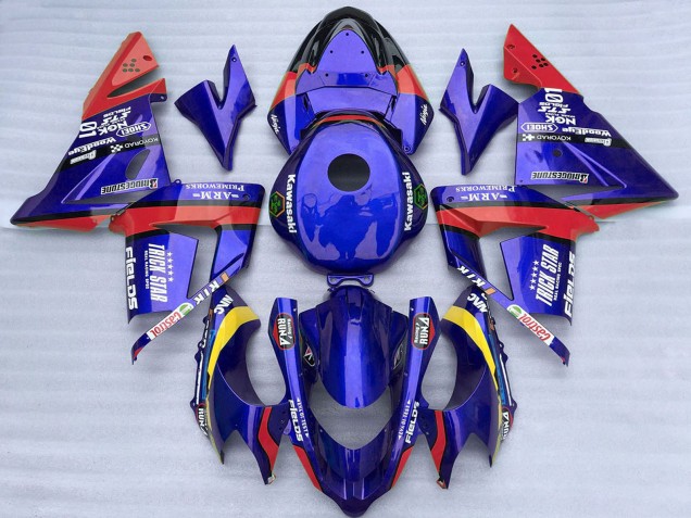 Lojas Carenagens Moto Kawasaki ZX10R 2004-2005 - Azul Vermelho Trick Star