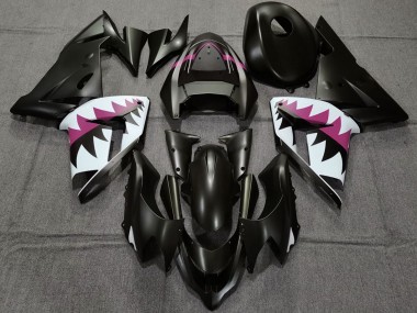 Lojas Carenagens Moto Kawasaki ZX10R 2004-2005 - Preto Fosco Rosa Tubarão