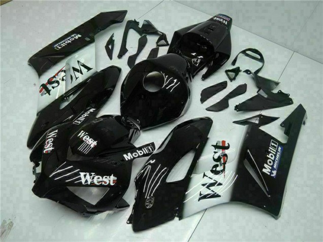 Lojas Carenagens Moto Honda CBR1000RR 2004-2005 - Preto Brilhante Branco West Mobil Michelin