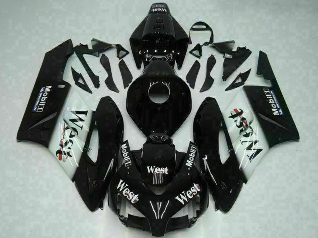 Lojas Carenagens Moto Honda CBR1000RR 2004-2005 - Preto Brilhante Branco West Mobil Michelin