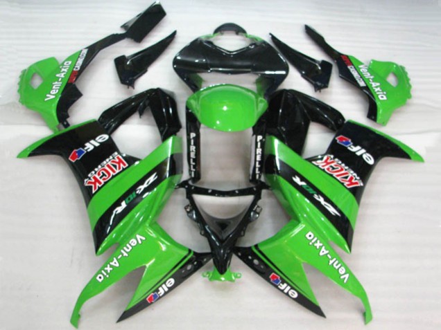 Lojas Carenagens Moto Kawasaki ZX10R 2008-2010 - Verde Preto Vermelho Kick Elf Vent-Axia