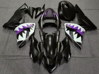 Lojas Carenagens Moto Kawasaki ZX10R 2004-2005 - Preto Fosco Roxo Tubarão