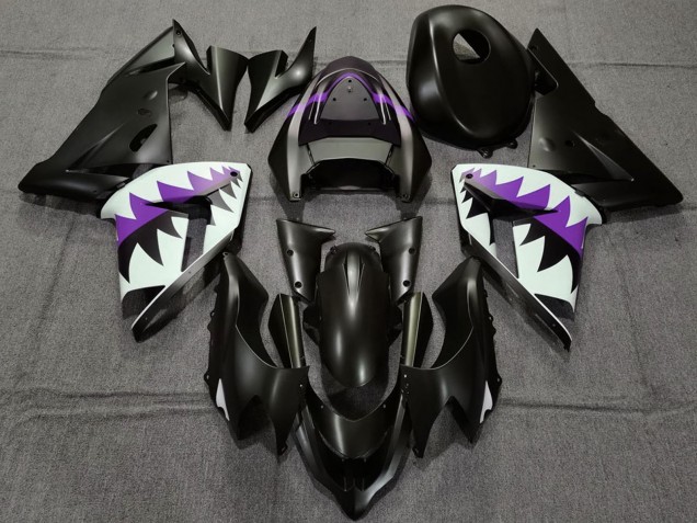 Lojas Carenagens Moto Kawasaki ZX10R 2004-2005 - Preto Fosco Roxo Tubarão