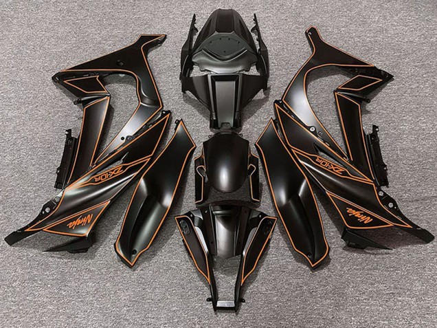Lojas Carenagens Moto Kawasaki ZX10R 2011-2015 - Preto Fosco Laranja Linha